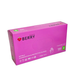 Nitrilinės pirštinės šviesiai rožinės be pudros gloves BERRY 100 vnt S / M