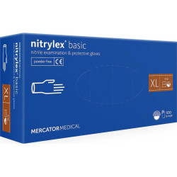 Nitrilinės tamsios mėlynos pirštinės be pudros Nitrylex basic XL