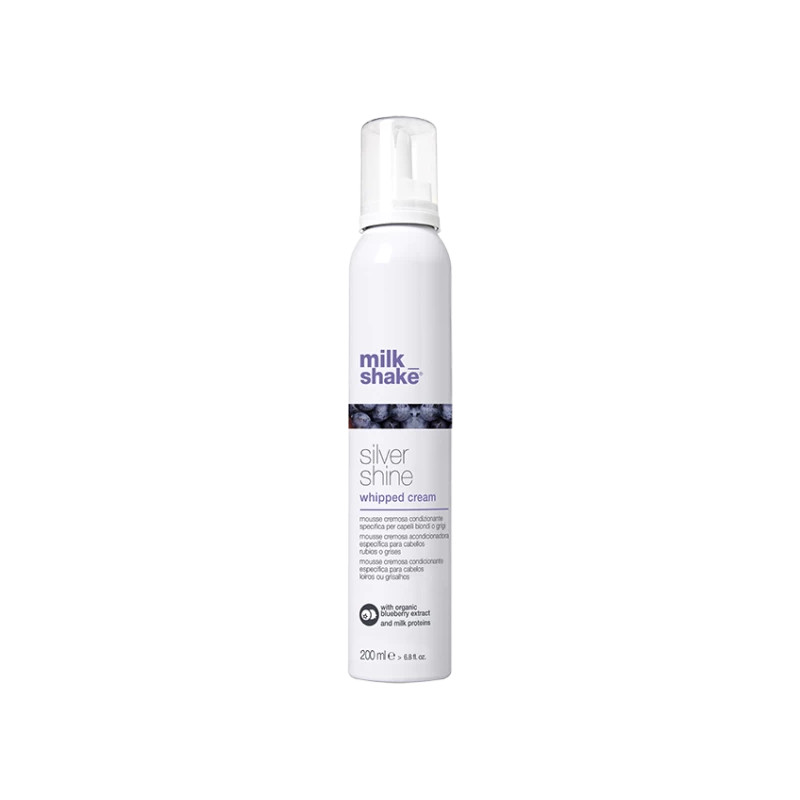 Kondicionuojančios putos plaukų struktūrai su mėlynu pigmentu SILVER SHINE WHIPPED CREAM milk_shake 200 ml Kondicionuojančios putos plaukų struktūrai su mėlynu pigmentu SILVER SHINE WHIPPED CREAM milk_shake 200 ml
